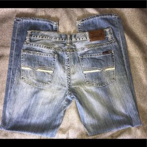 Seven7 Mens Boot Cut Light Wash Blue Jeans